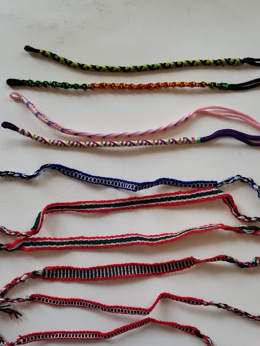 10 Handmade Woven Friendship Bracelets - Multicolor Set